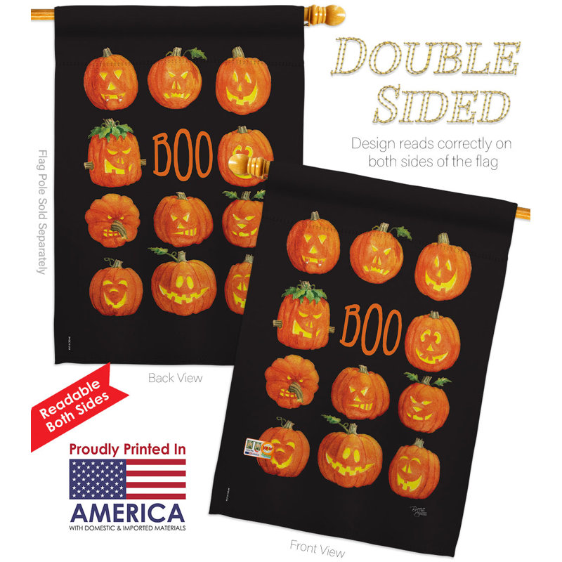 Drapeau de maison 40 po x 28 po Pumpkins Boo