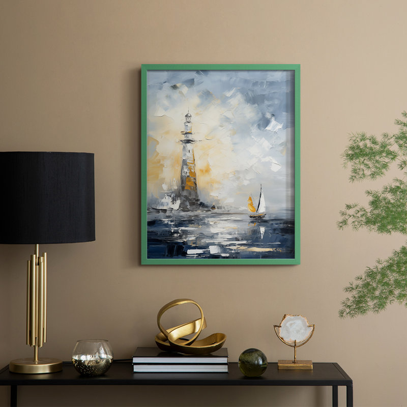 NAUTICAL Series, impression encadrée en bois massif, Vert, H 11 po x l 9 po