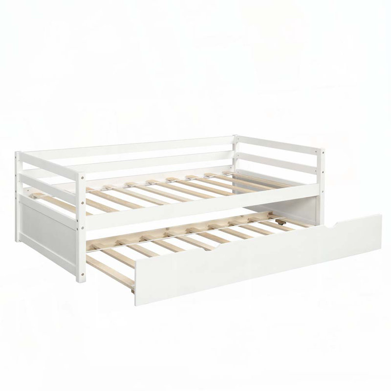 Lit de jour en bois avec couchette, Blanc