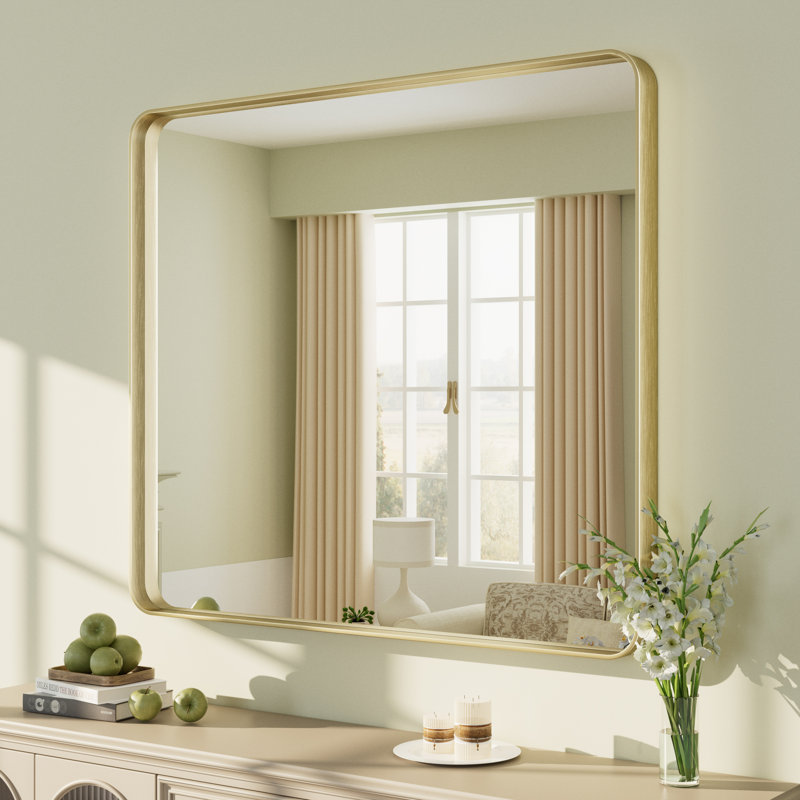 Miroir mural Aevar, Or brossé, 36 po x 32 po