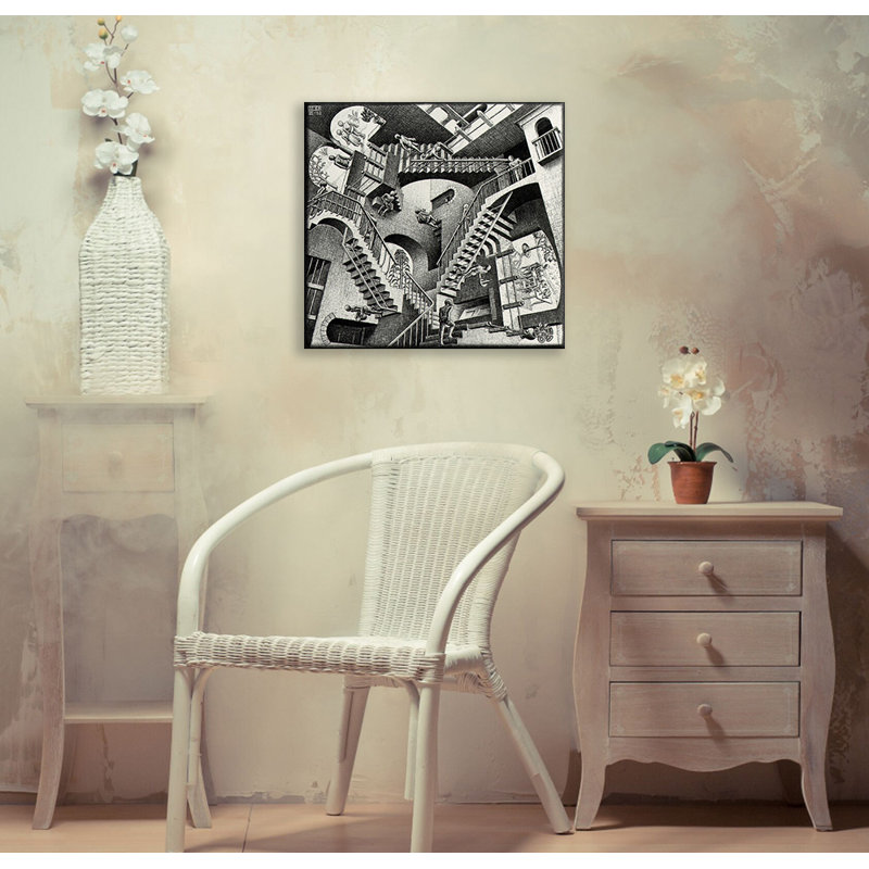 Toile tendue Relativité par M.C.Escher Gallery, H 13 po x l 18 po