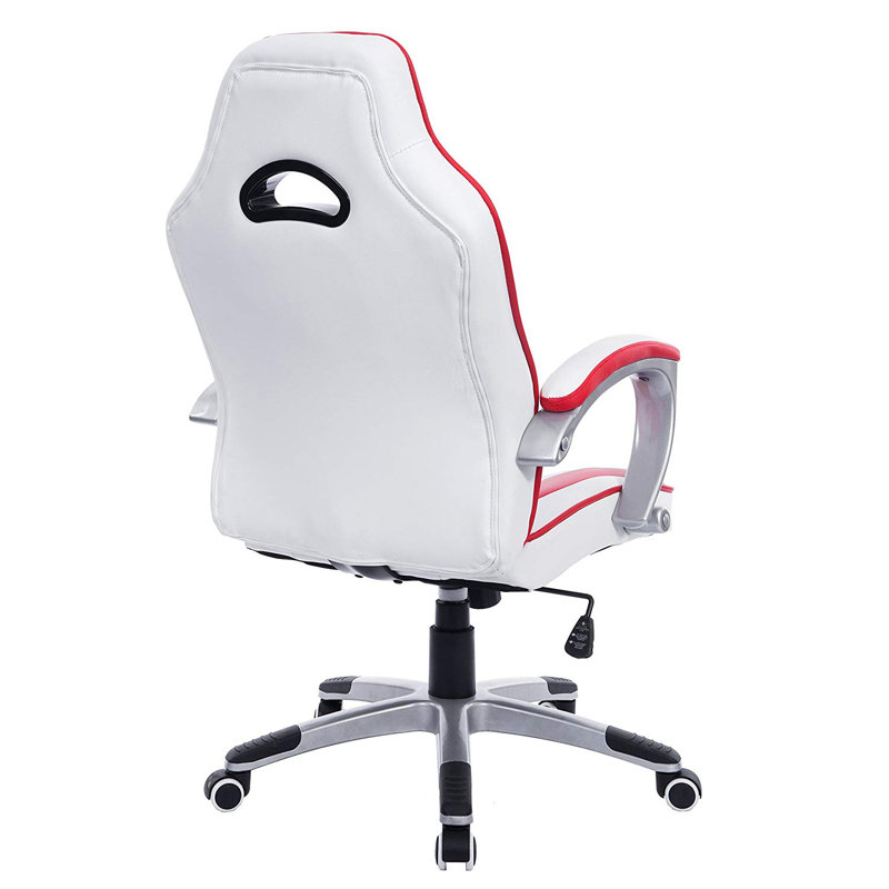 Symple Stuff Adjustable Reclining Ergonomic Swiveling PC & Racing Game Chair, Red/White