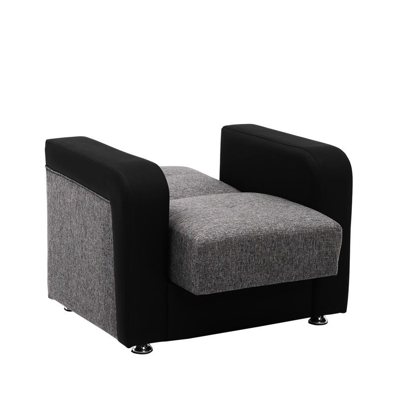 Armchair With Storage, Grey. Convert To Sleeper Easily. Quality From Turkey. Fits Small Spaces. Chenille Upholstered. 300 Lbs Capacity. Comfy Seat. Spot Clean. 28.17 In W. 32.56 H. 35.68 D. 97.05 Lb.