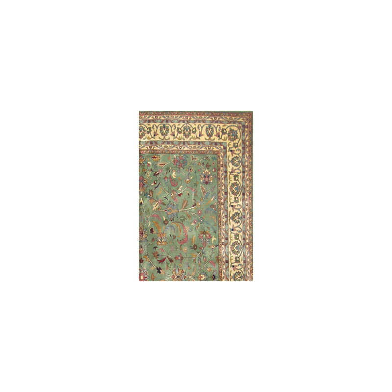 Tapis vert clair / ivoire Ella-May M054 Kashan, 4 pi x 6 pi