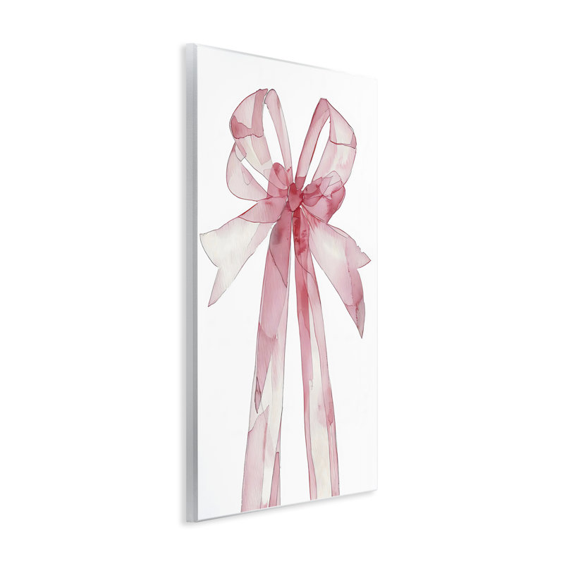Plaque murale Coquette Pink Bow Illustration, design par LSR Design Studio, H 15 po x l 10 po
