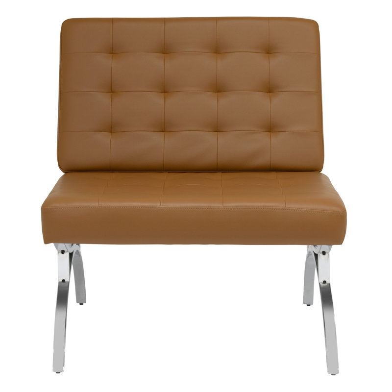 Fauteuil de chambre capitonné Alexuis, Brun caramel