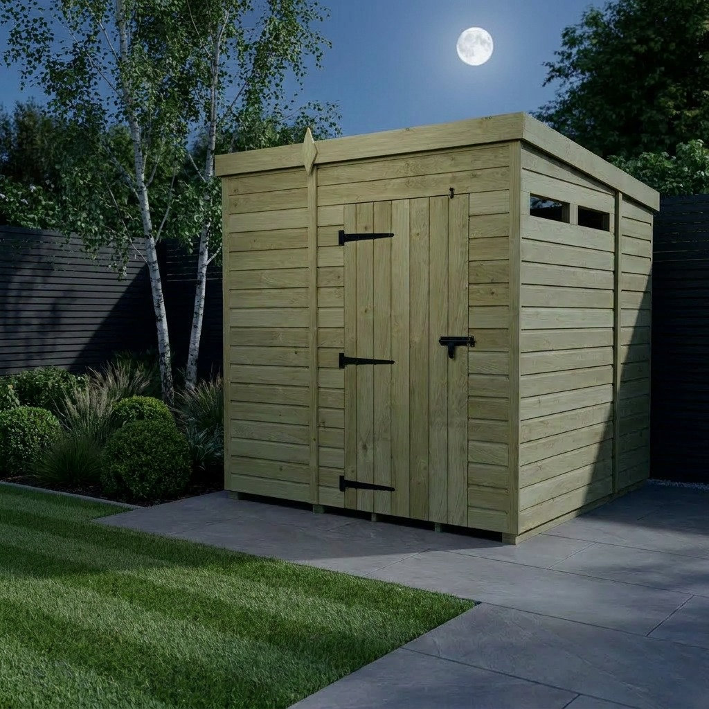 Total Sheds 7ft x 7ft Security Pent Shed - Heavy-Duty Hasp Staple Anti-Tamper - Pressure Treated Timber - UK Manufactured