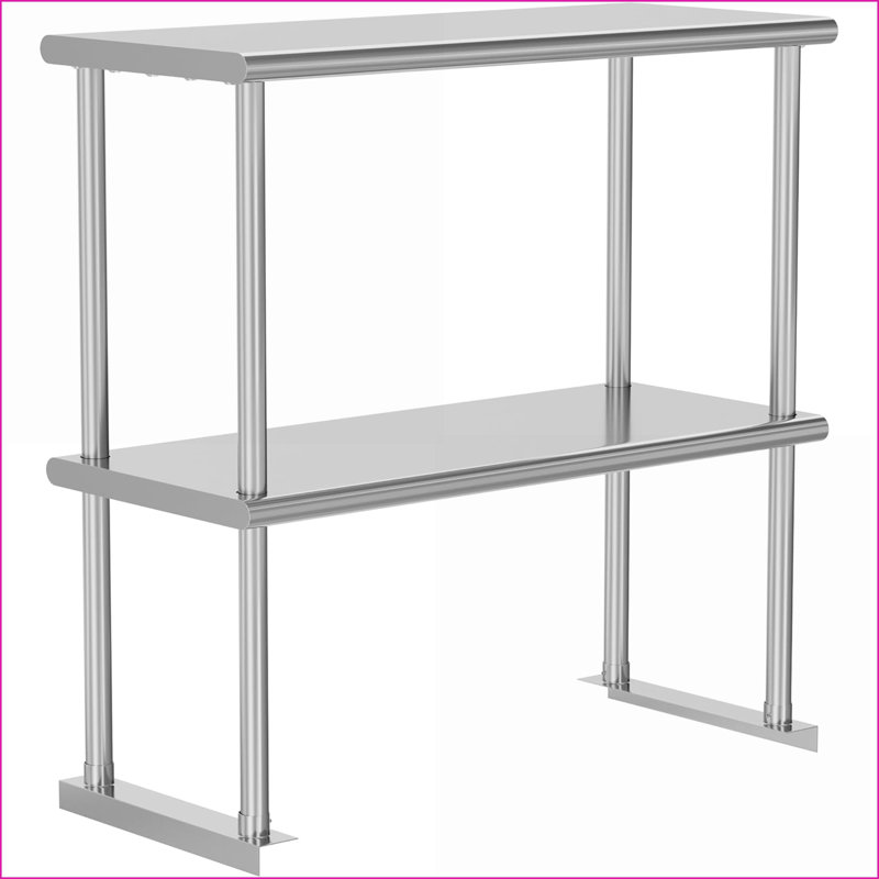Double tablette en acier inoxydable peu encombrante pour la table de préparation, capacité de 330 lb, facile à installer