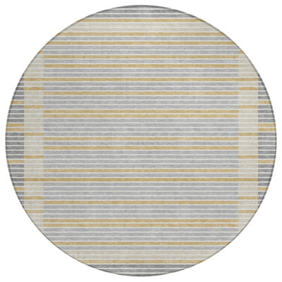 Machine Washable Indoor/Outdoor Christain ACN1401 Gray Rug