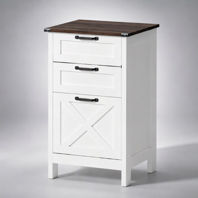 Classeur de style moderne avec 3 tiroirs, style campagnard rustique, barre réglable pour les dossiers de format A4 et lettre, glissières lisses et sécurité anti-basculement