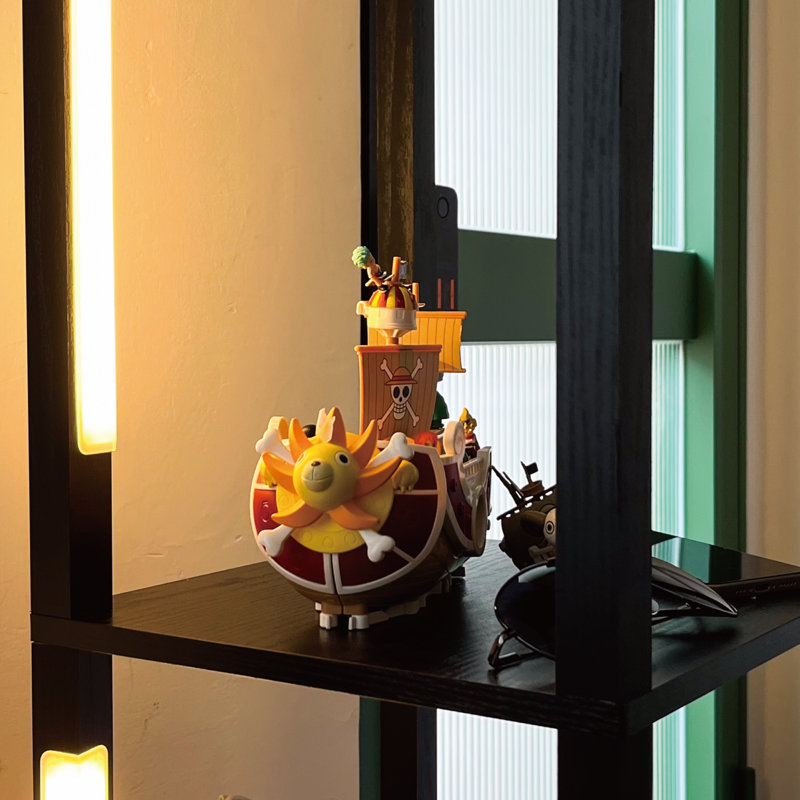 64" Fancy Column Floor Lamp with Shelves. Full Brightness Control and Color Changing Temps, Black