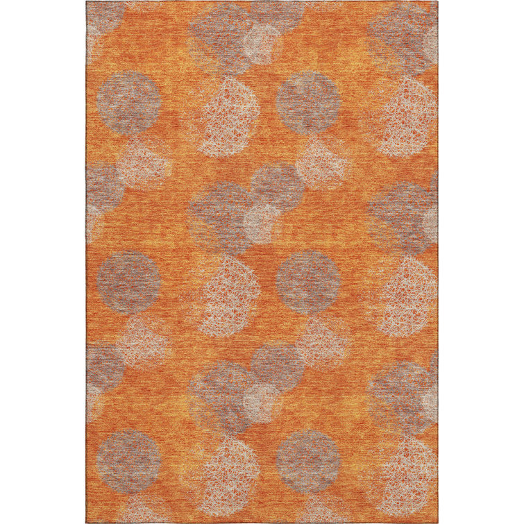 Premium Machine Washable Prisco Orange Rug