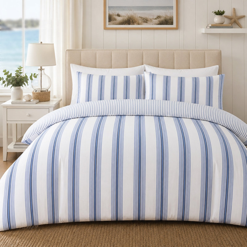 Reversible Striped Duvet Set, Double
