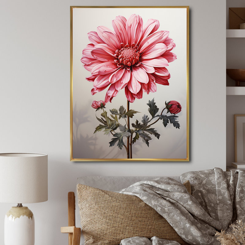 Flower Sublime Simplicity - Impression sur toile florale, Cadre flottant doré, H 44 po x l 34 po x P 1,5 po