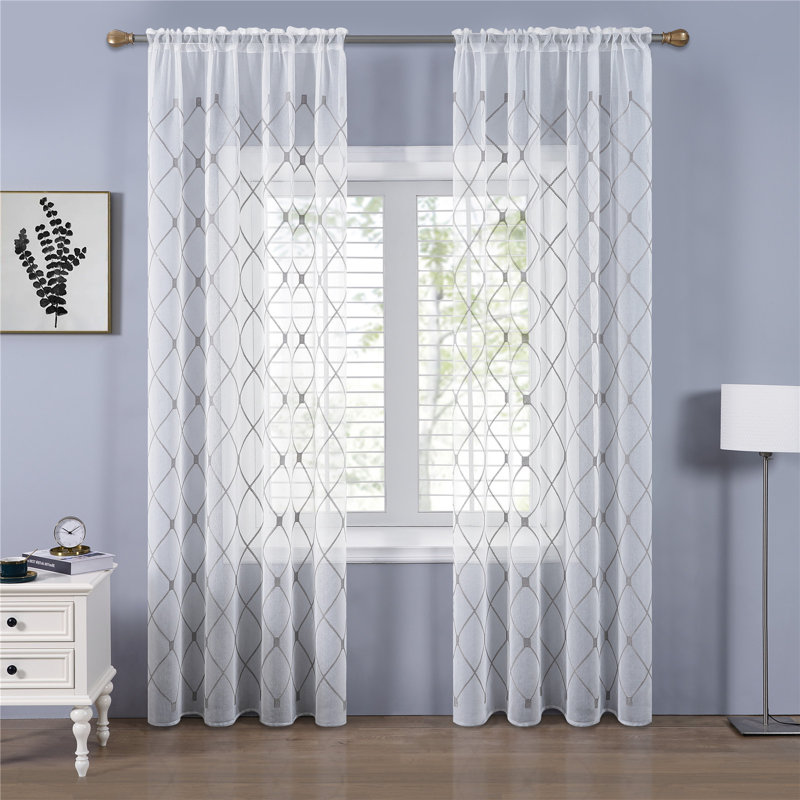 Knarr Semi Sheer Curtain Pair, Gray, 30" W x 35" L