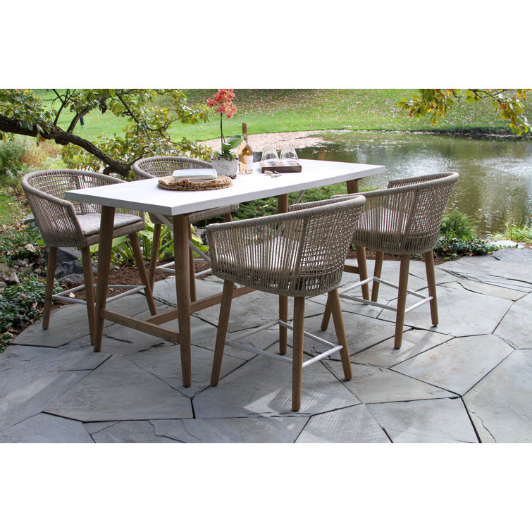 Boyd Rectangular 4 - Person 72" Long Bar Height Dining Set with Cushions