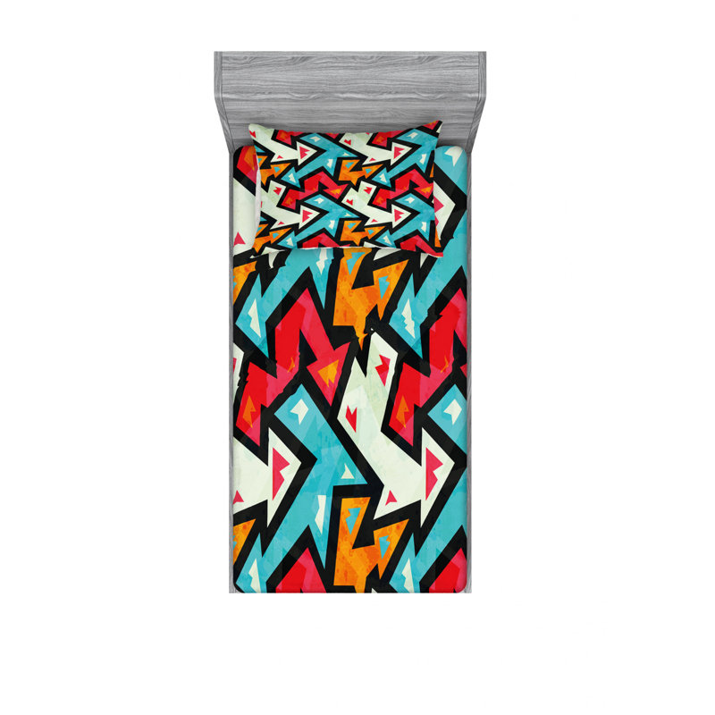 Microfiber Abstract Sheet Set, Twin XL Sheet Set with Fitted Sheet