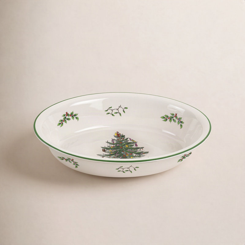 Spode Christmas Tree Oval Rim Dish 12.5"