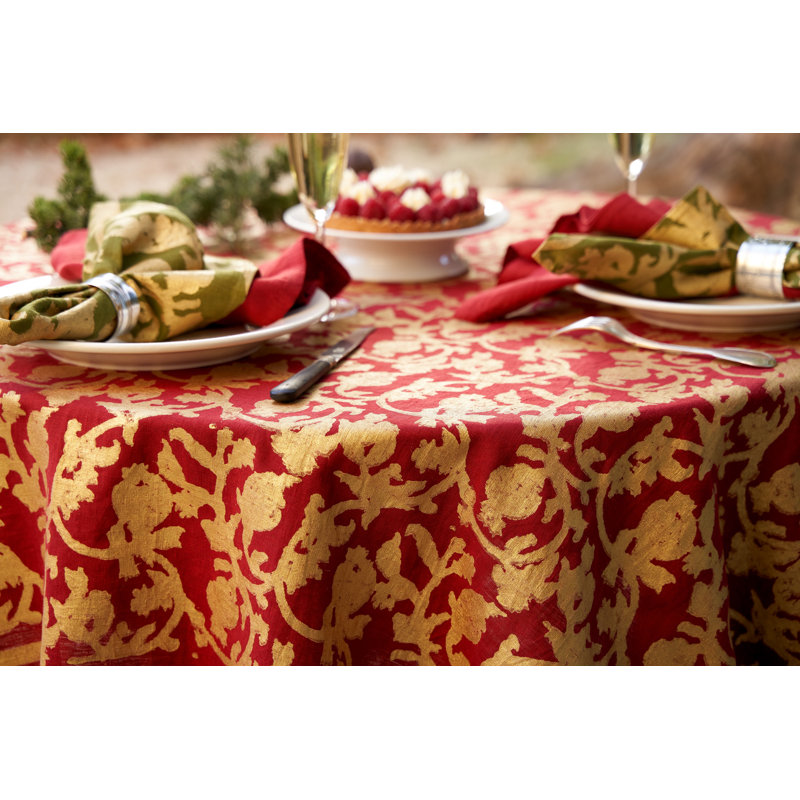 Saint-Rémy DOr Handmade Floral Tablecloth, Rouge