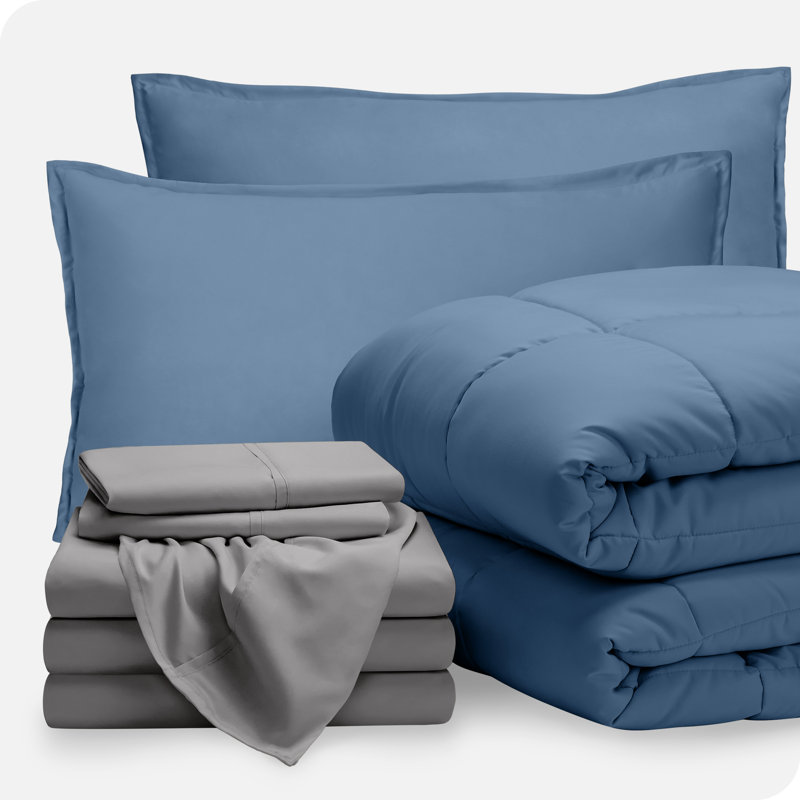 Lit dans un sac en microfibre 1800 de qualité supérieure 1800, Bleu couronne / gris clair