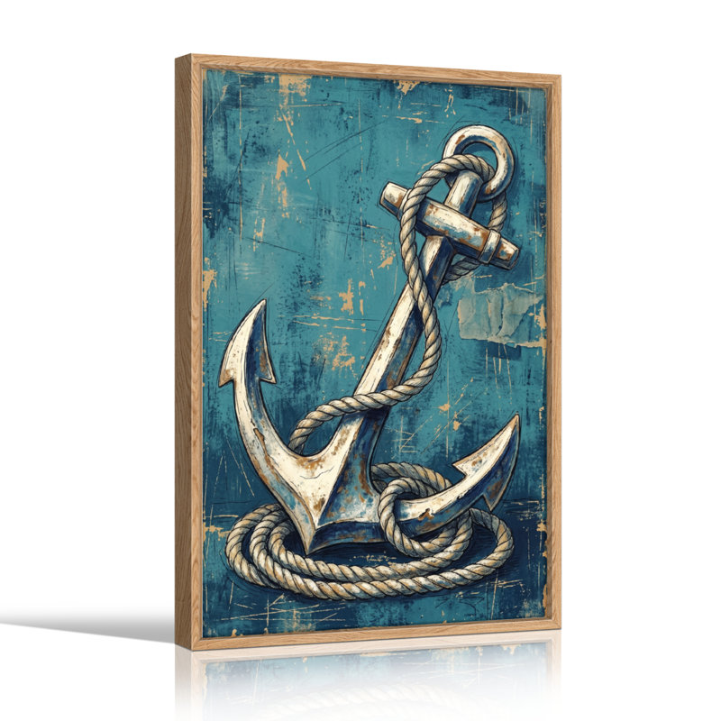 Ensemble de 1 tableau sur toile représentant une corde d'ancre, H 24 po x l 18 po, Natural