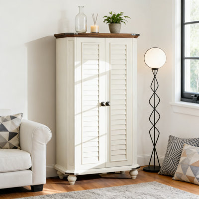 Armoire de rangement Farmhouse avec portes à volets, tablettes réglables à 4 niveaux, organisateur de garde-manger en bois robuste pour la cuisine, la salle de bain, le salon et le bureau