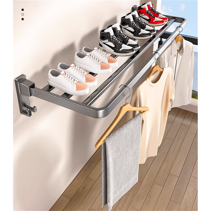 Spacesaver Multi-Functional Wall-Mounted Clothes Rack, 3.85" H x 35.43" W x 9.64" D