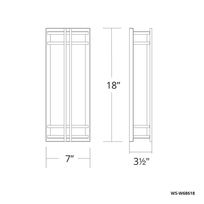 Skyscraper Outdoor Flush Mount, Black, 18" H x  7" W x 3.5" D, 2700K