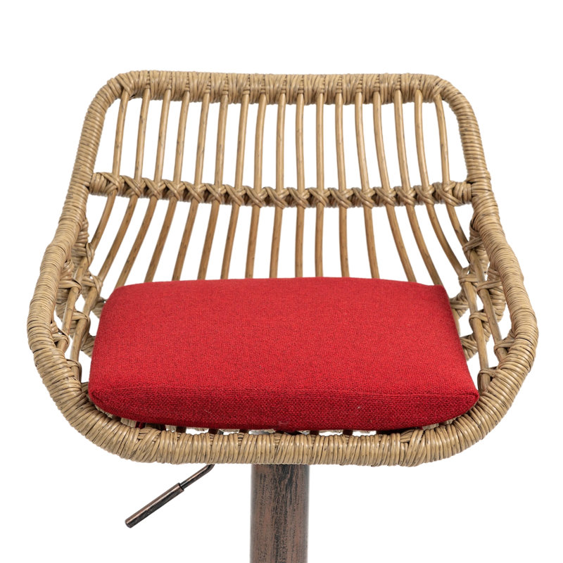 Ensemble de 2 tabourets de bar modernes pivotants avec repose-pieds réglables pour cuisine et salle à manger, Red/Brown