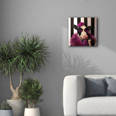 Epic Graffiti 'Lady Moo Moo'  by Lucia Heffernan Canvas Wall Art, 18" x 18"