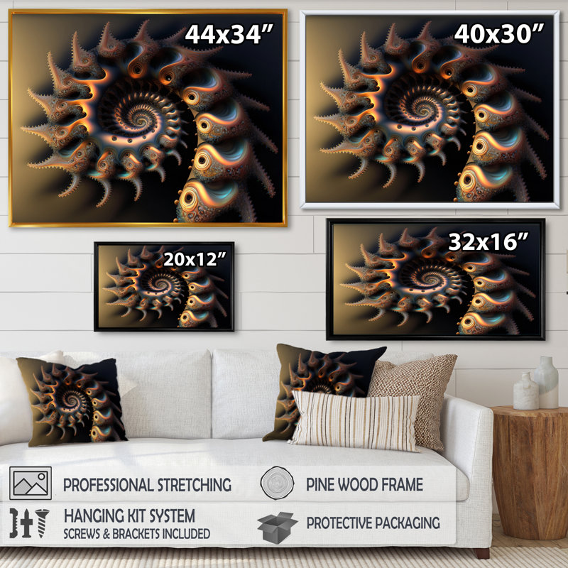 «Pastel Fractal Infinity III», art mural moderne sur toile géométrique, H 24 po x l 32 po x P 1 po, Cadre flottant doré