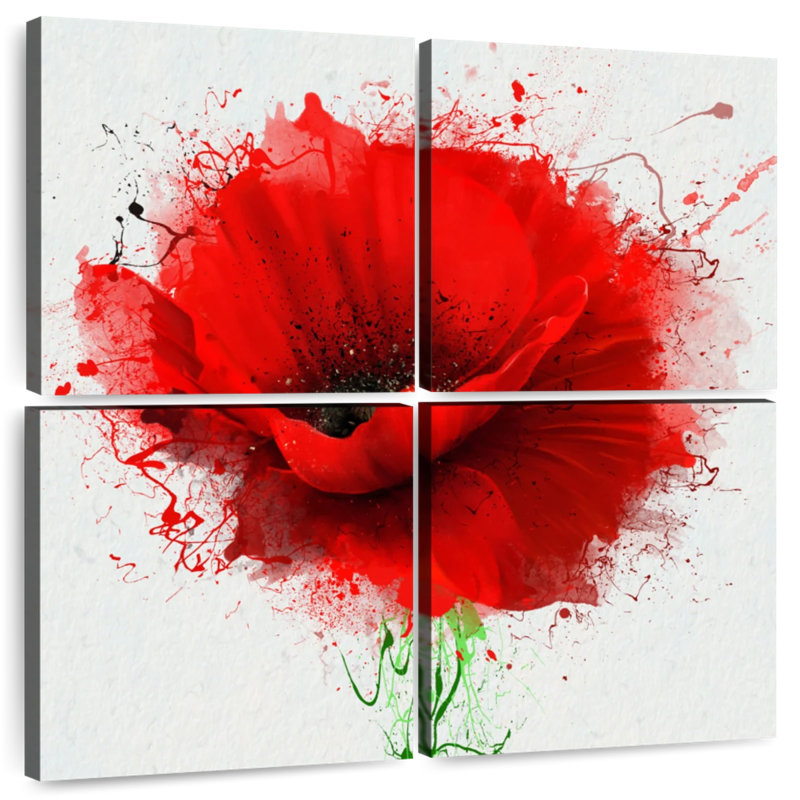 Harnek Red Poppy Splash, H 74 po x l 74 po
