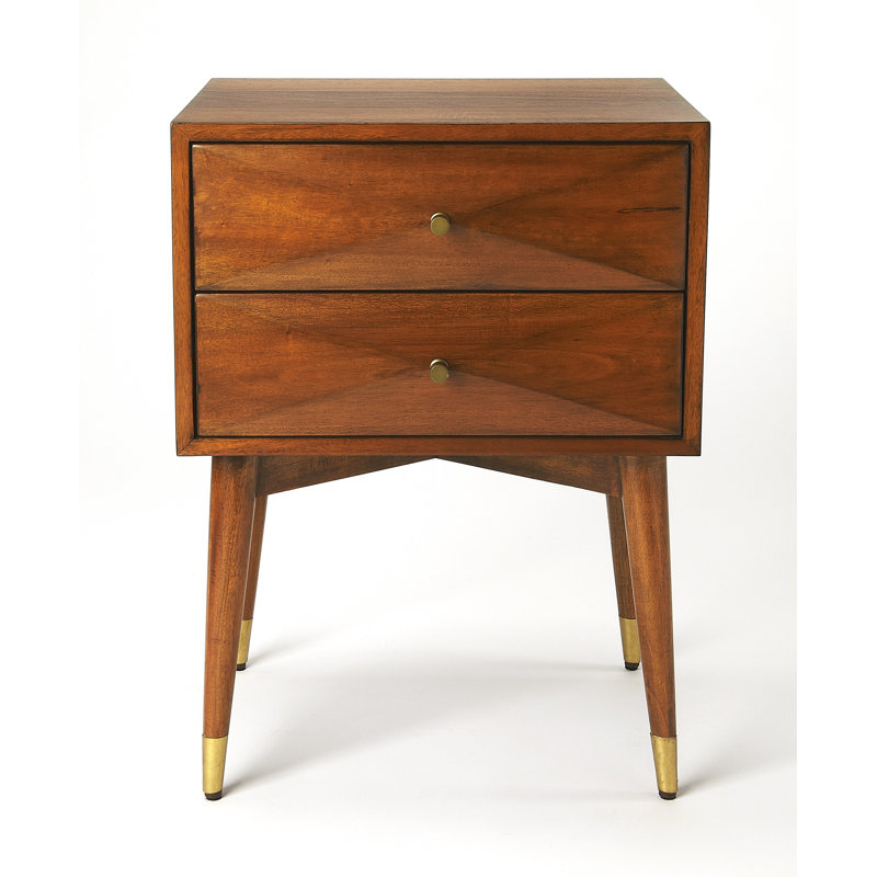 Shayla 2 Drawer Nightstand, Olive Ash Burl