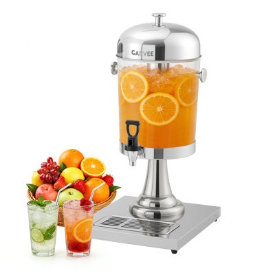 2-Tank Stainless Steel Beverage Dispenser with Ice Core, Stand, Spigot Drip Tray – Commercial Cold Drink Server for Juice, Lemonade Iced Tea, Ideal for Parties, Weddings，Events