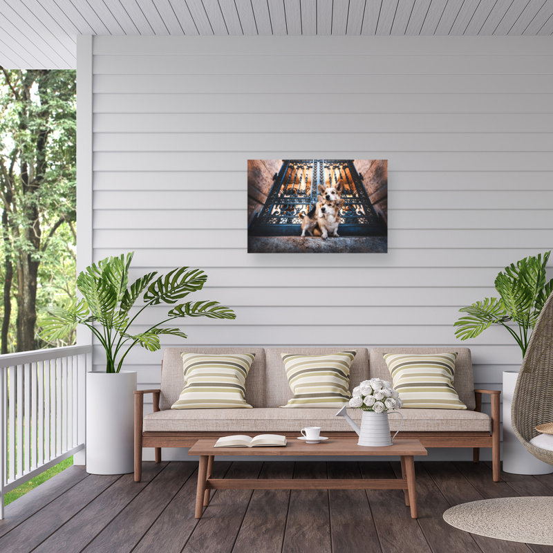 Toile pour l'extérieur Natalie Grosse On The Stoop, 22" H x 32" W