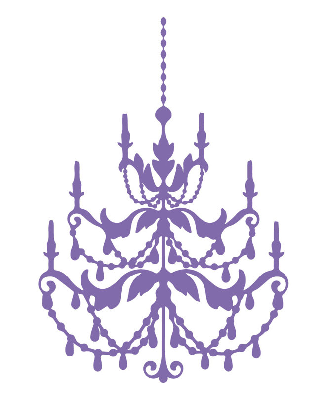 Décalcomanie murale lustre française, H 48 po x l 33 po x P 0,01 po, Lavande