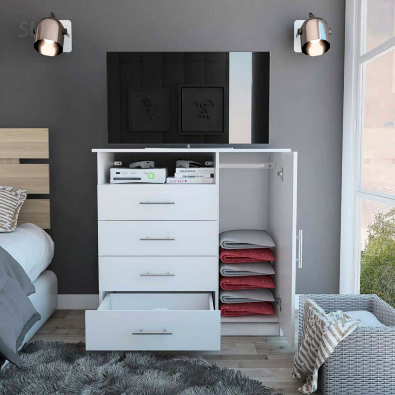 Montauk 5Shelf Wall Mounted Shoe Cabinet with Mirror Door Wengue
