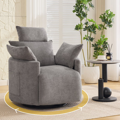Round Swivel Recliner with Adjustable Headrest, Power & Manual Options
