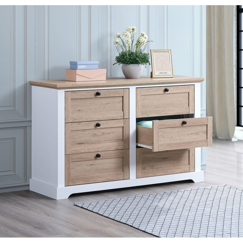 Commode principale à 6 tiroirs | Système de tiroirs Interlock | Glissoires pré-assemblées | Large 6 tiroirs profonds | Organisateur de placard pour chambre à coucher
