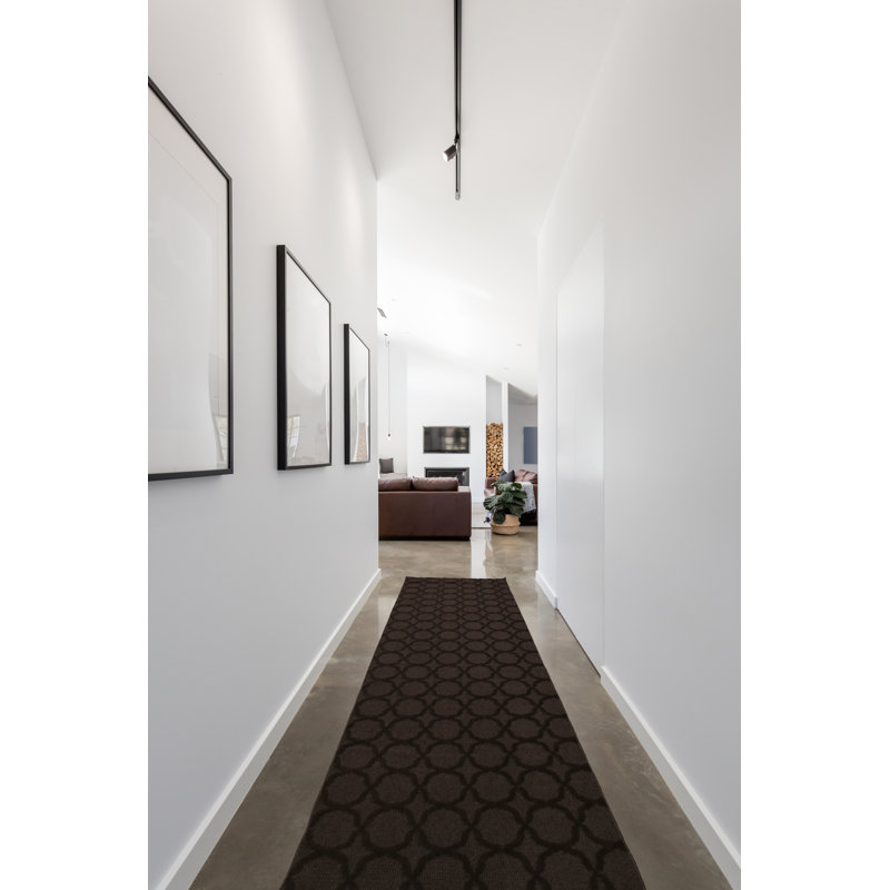 Togut Non-Slip Polypropylene Rectangle Mocha Area Rug, Runner 3' x 12'