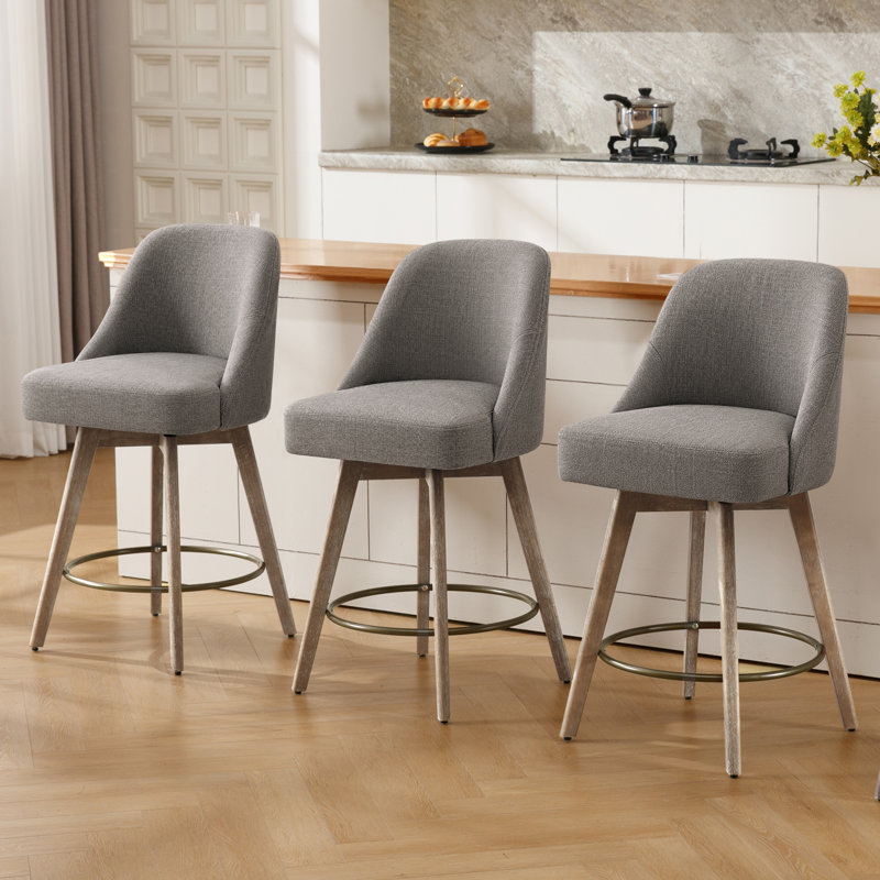 Tabouret de comptoir pivotant 26 po Makylia, Light Grey
