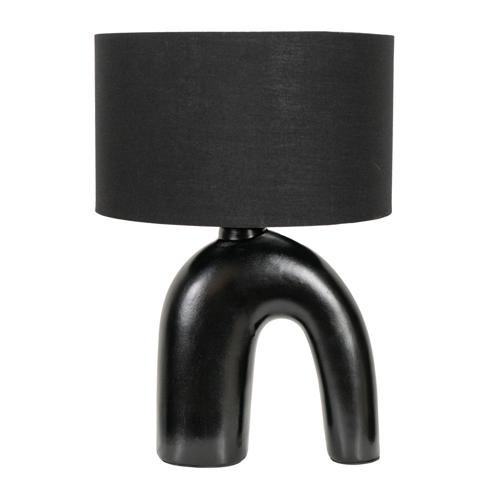 Lia Fabric Drum Lamp Shade Arch Abstract Ceramic Table Lamp
