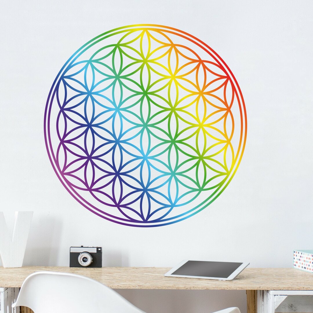 Wandtattoo Flower of Life Rainbow