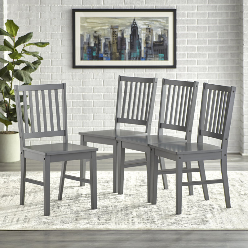 Ailise 17.5'' H Solid Wood Side Chair, Charcoal Gray