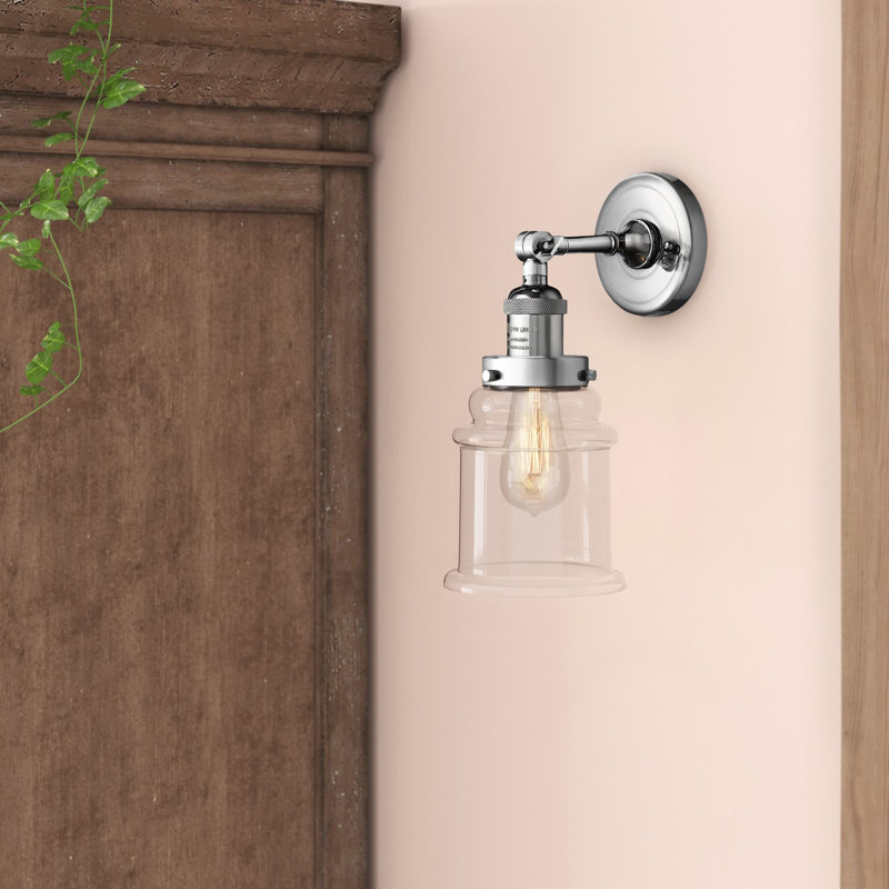 Galaviz Armed Sconce, Polished Nickel, Clear