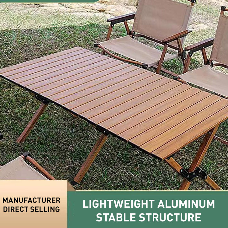 Table de camping d'extérieur rectangulaire L 23,6 po Shanil, Brun, H 17,7 po x l 23,6 po x L 35,4 po