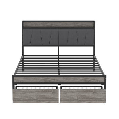 Grand lit avec rangement en métal Daniesha
