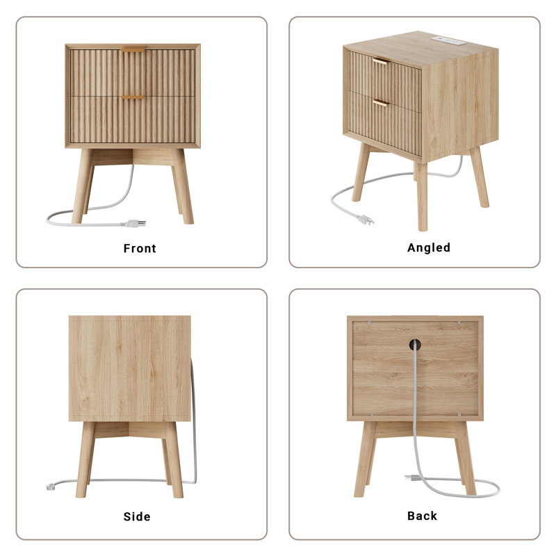 Table de chevet 18 po Seyla, Ensemble de 2, Beige