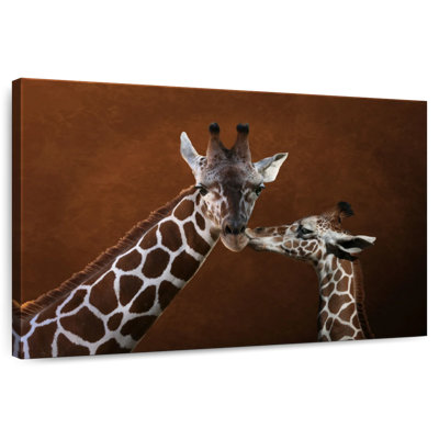 Giraffe Kissing Mom