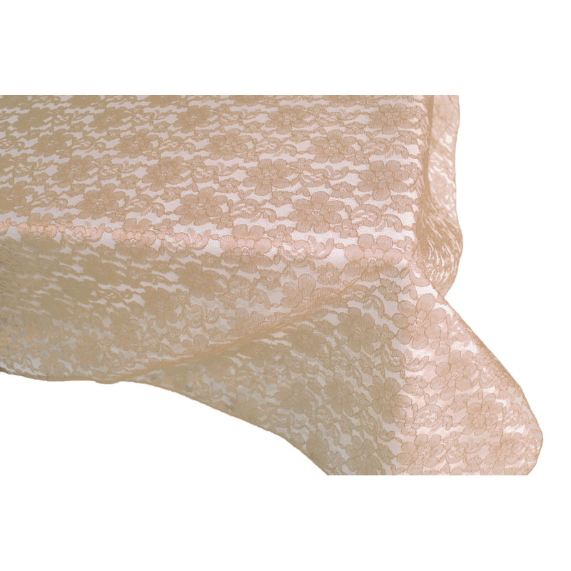Floral Lace Overlay, 96" x 58", Beige